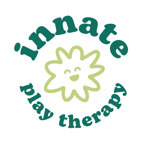 Logo for 'Innate Play Therapy' featuring a smiling, cartoon-like star with rounded edges, surrounded by the text 'innate' above and 'play therapy' below.