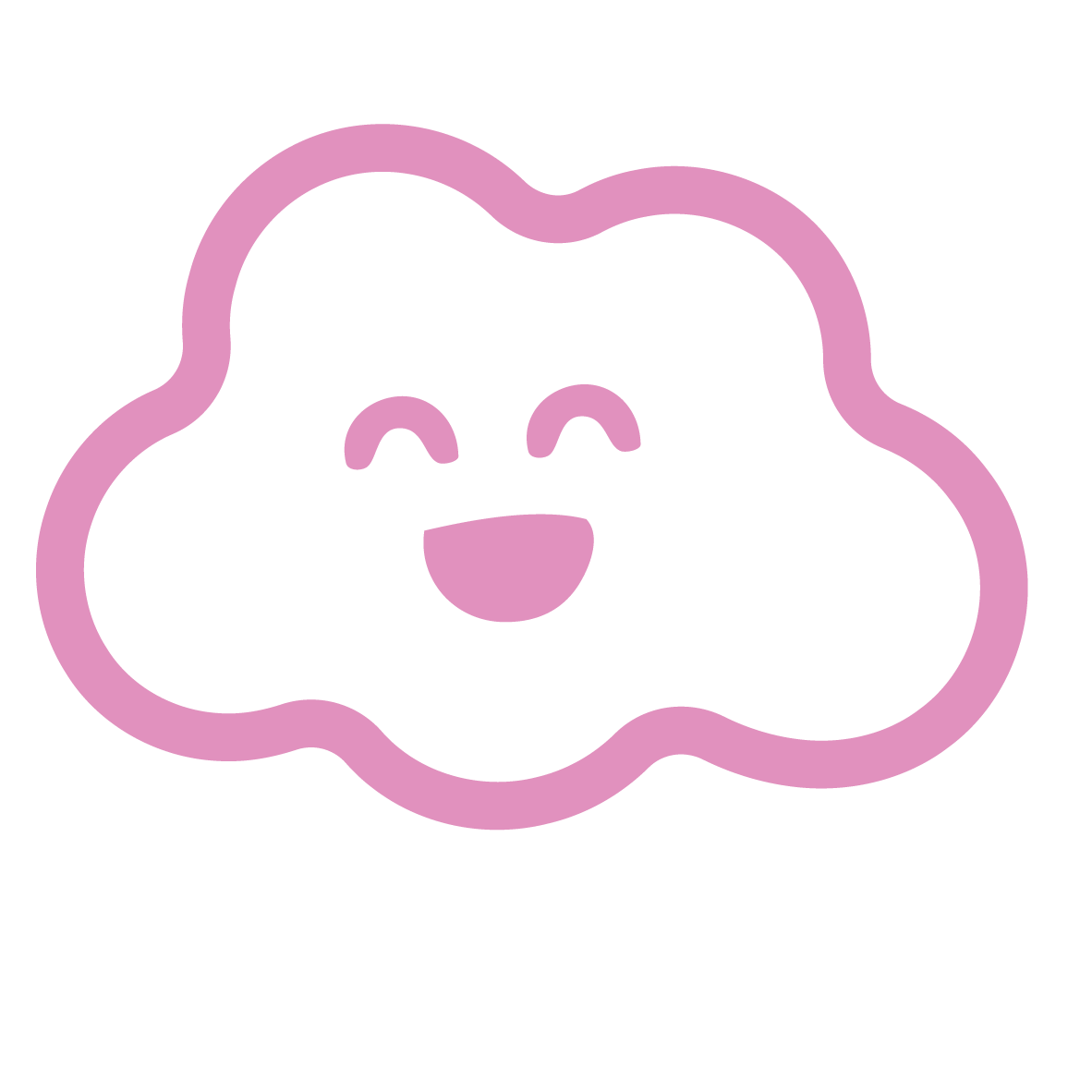 An innate play therapy Cute cartoon pink cloud with a smiling face.