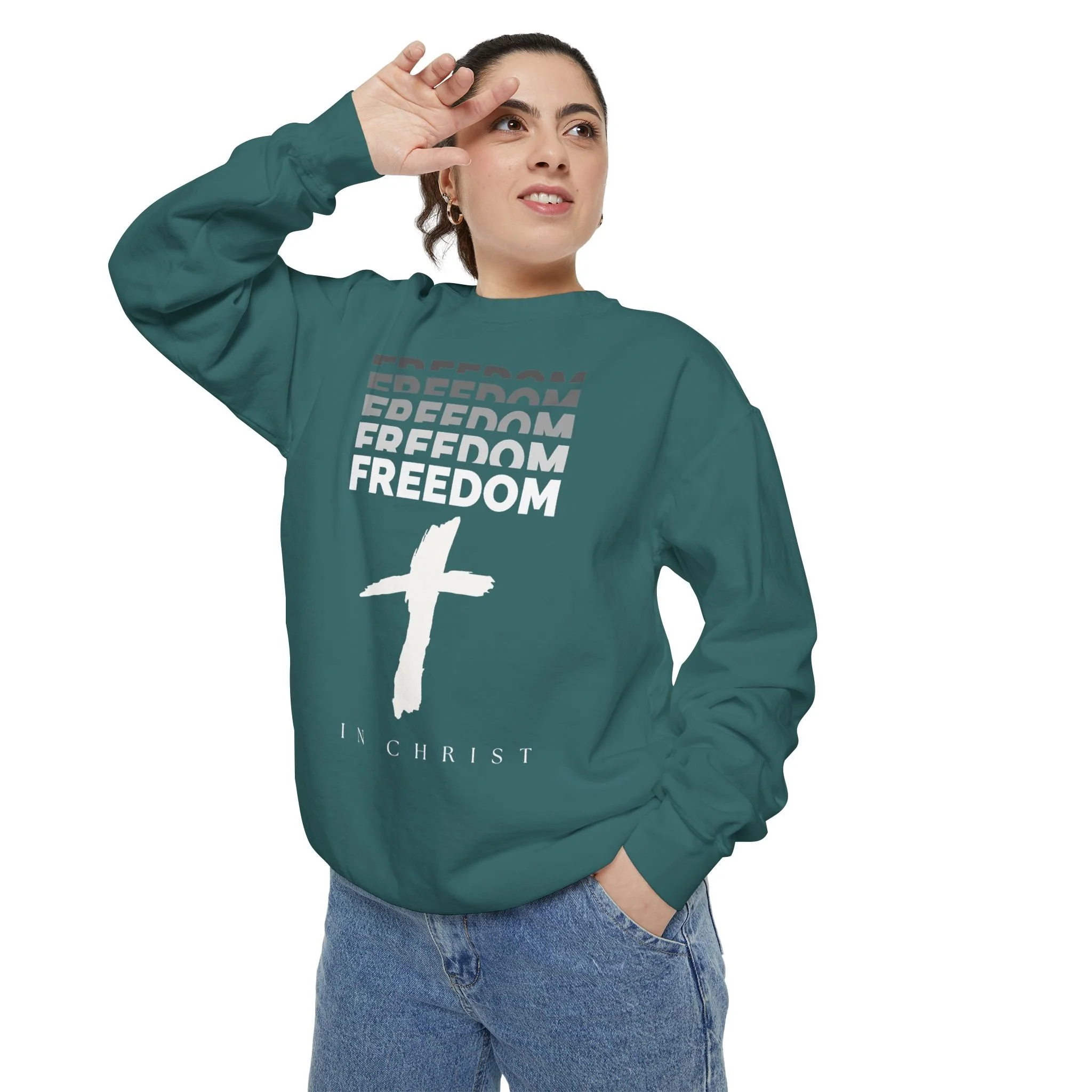 Freedom in Christ Sweatshirt — John 8:36 Christian Pullover