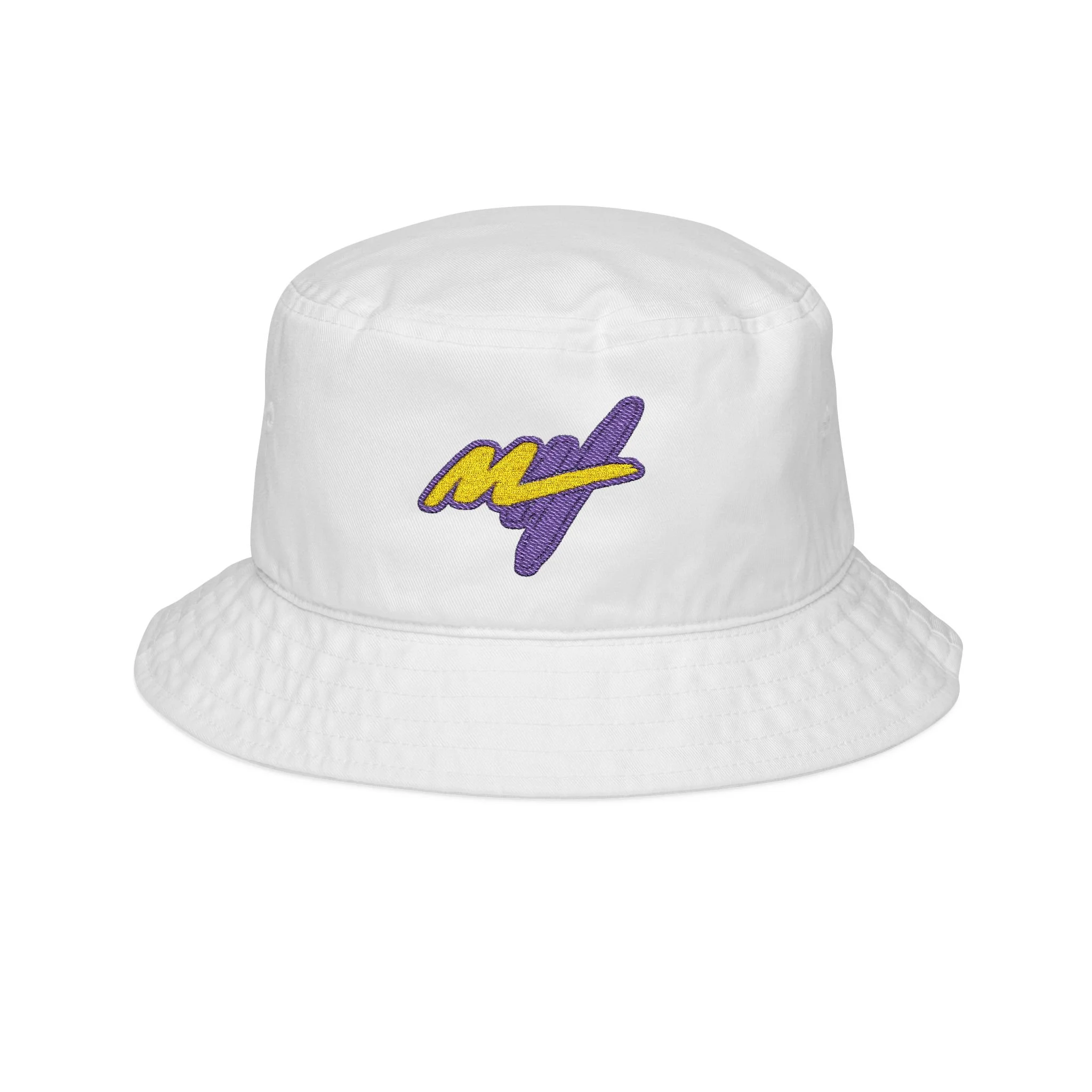 Bucket Hat — Retro Purple & Gold Script MH Logo Embroidered