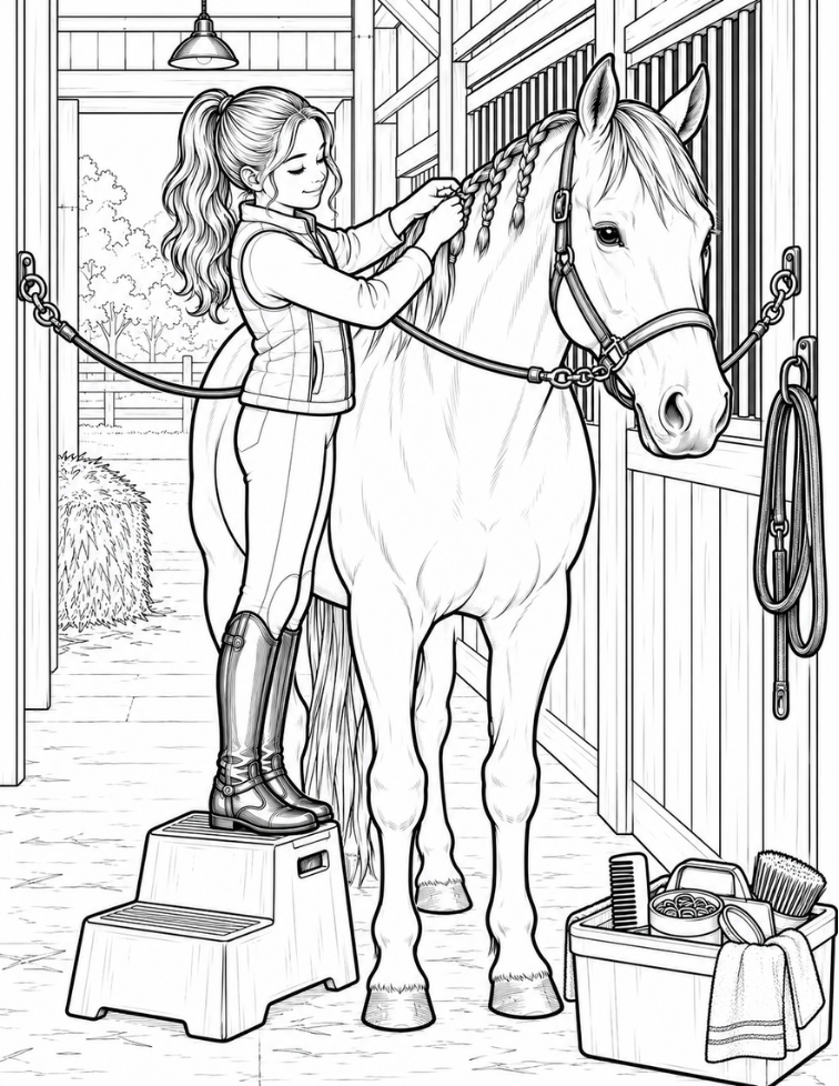 Horse Girl Tween  Coloring Book Pages (2).png