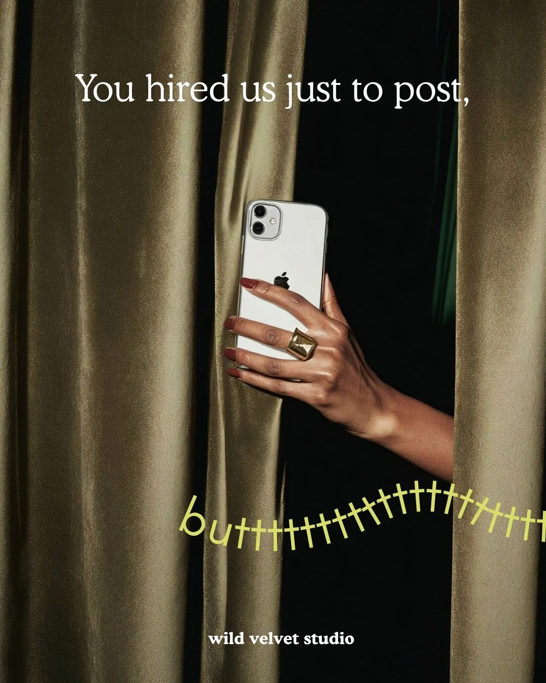 You already know this, but it's never just posting...

Brands that see consistent ROI from organic social are investing in strategy specific to each platform, brand shoots, campaign planning, community management &amp; more.

We're not just your Soci