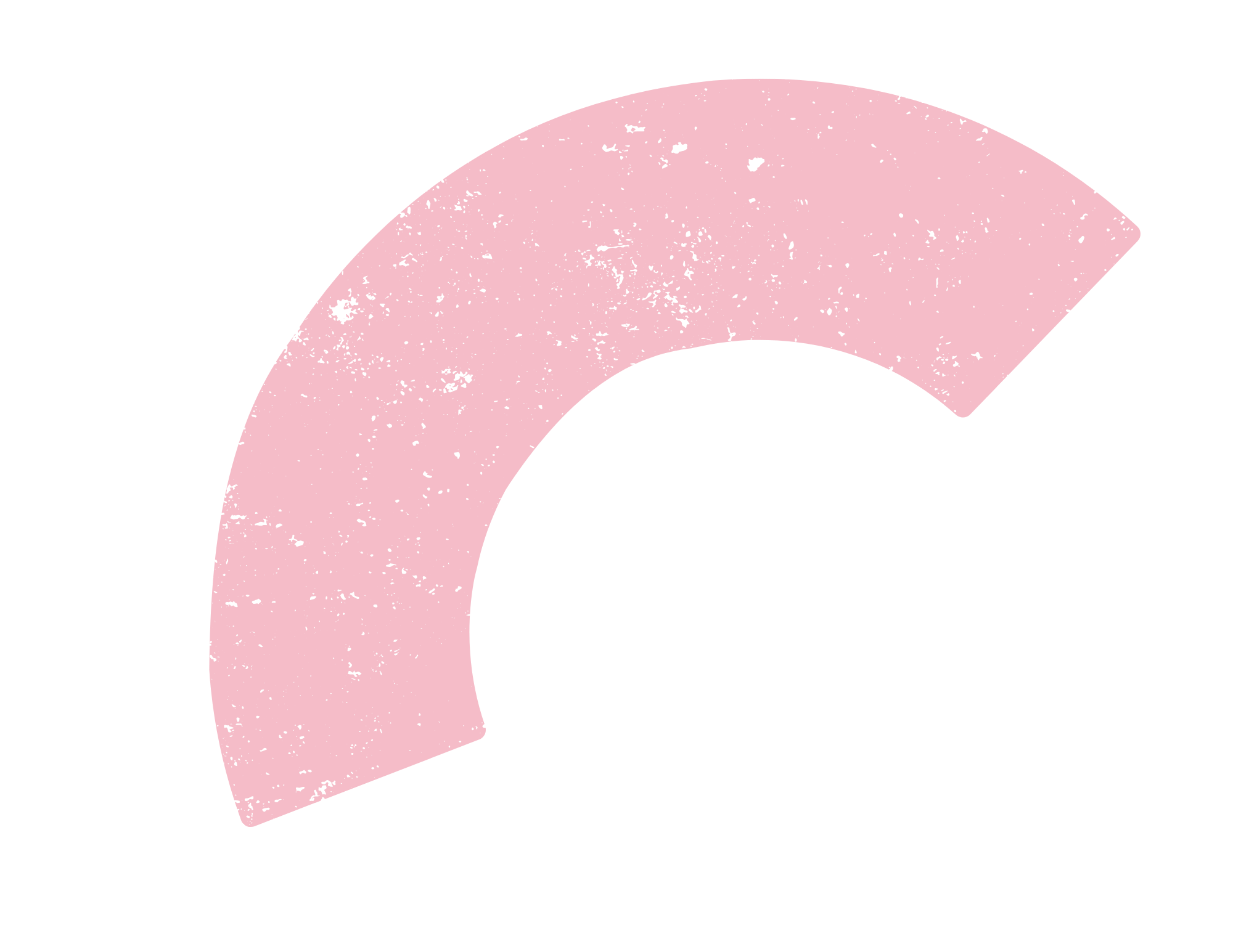 Close-up of a pink, grungy, curved object on a black background.