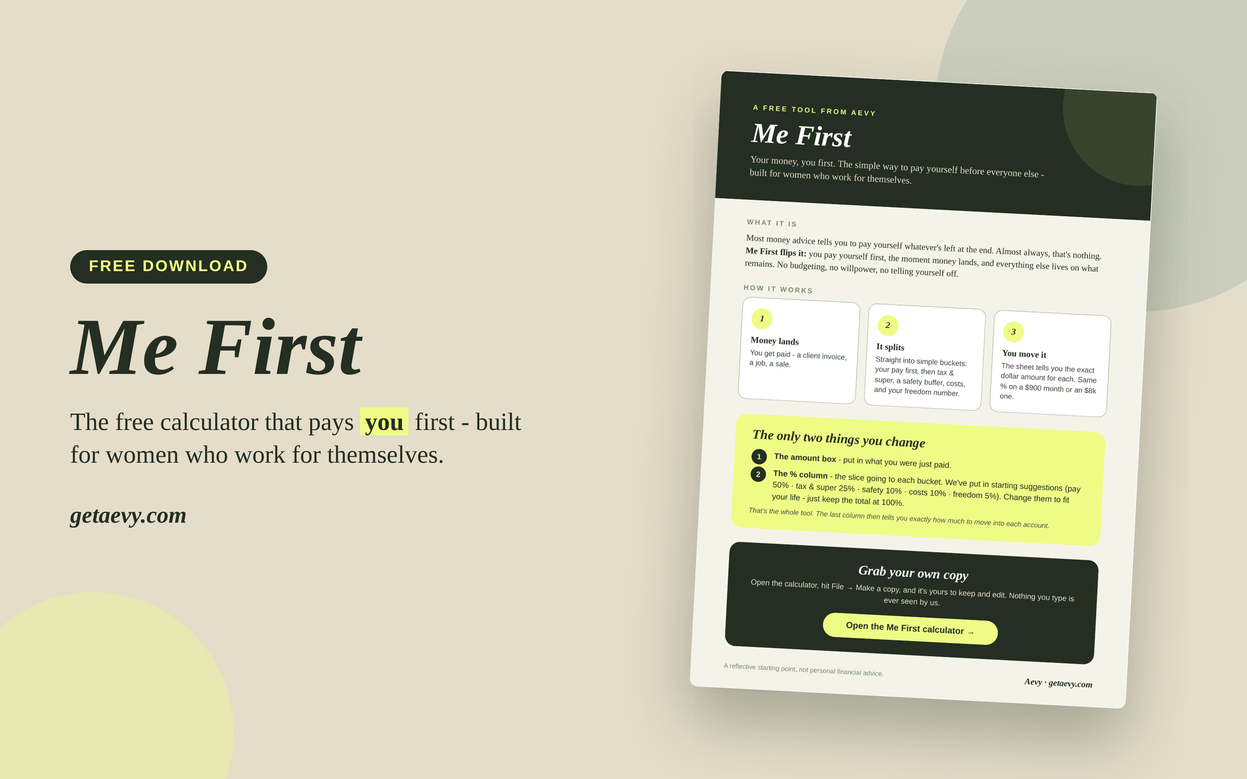 Me First Wealth Building Tool