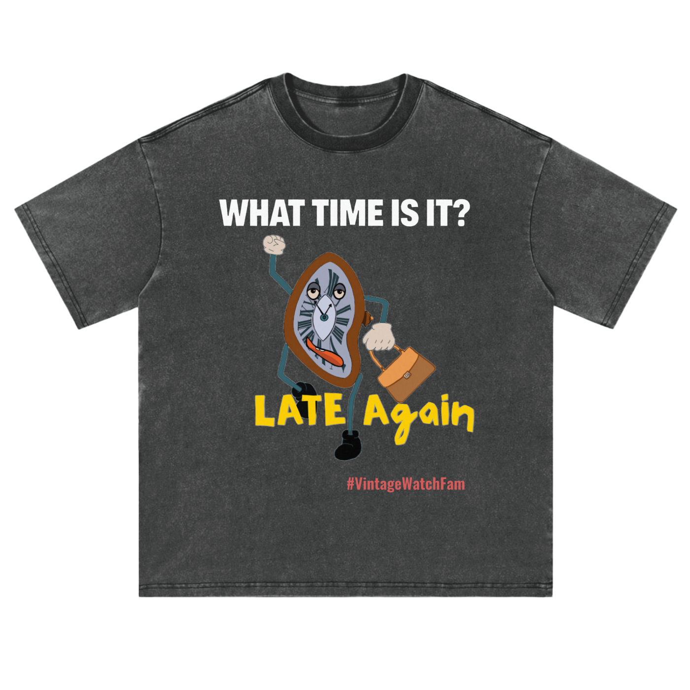 Funky Horology Design Vintage Washed Loose Fluffy T-Shirt