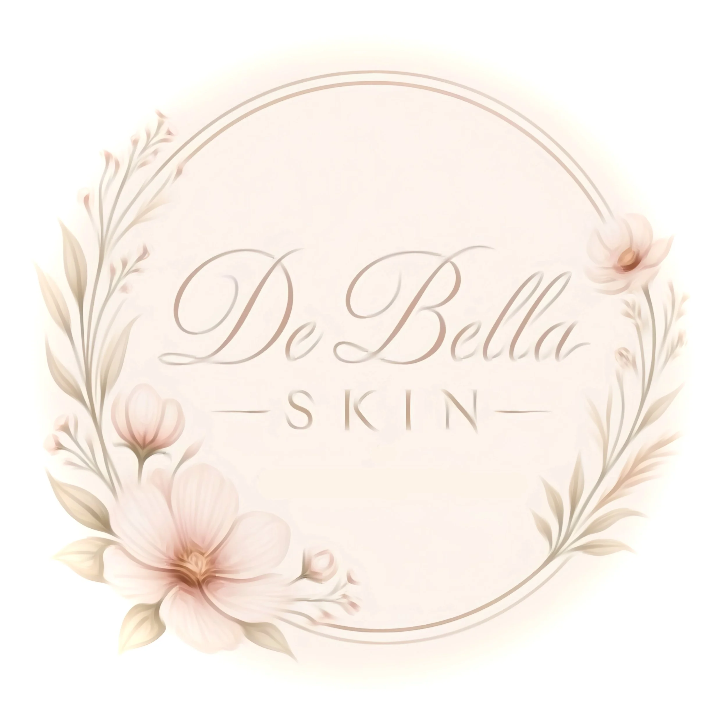 Light pastel-colored floral design with soft pink and beige tones surrounding elegant cursive text that reads 'Be Beautiful'.