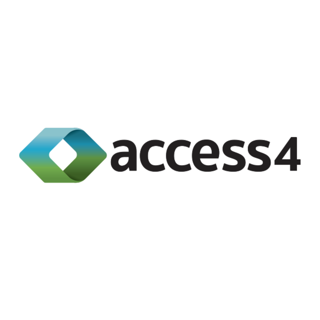 access4 logo featuring a diamond-shaped icon in shades of blue and green with the text 'access4' in black.