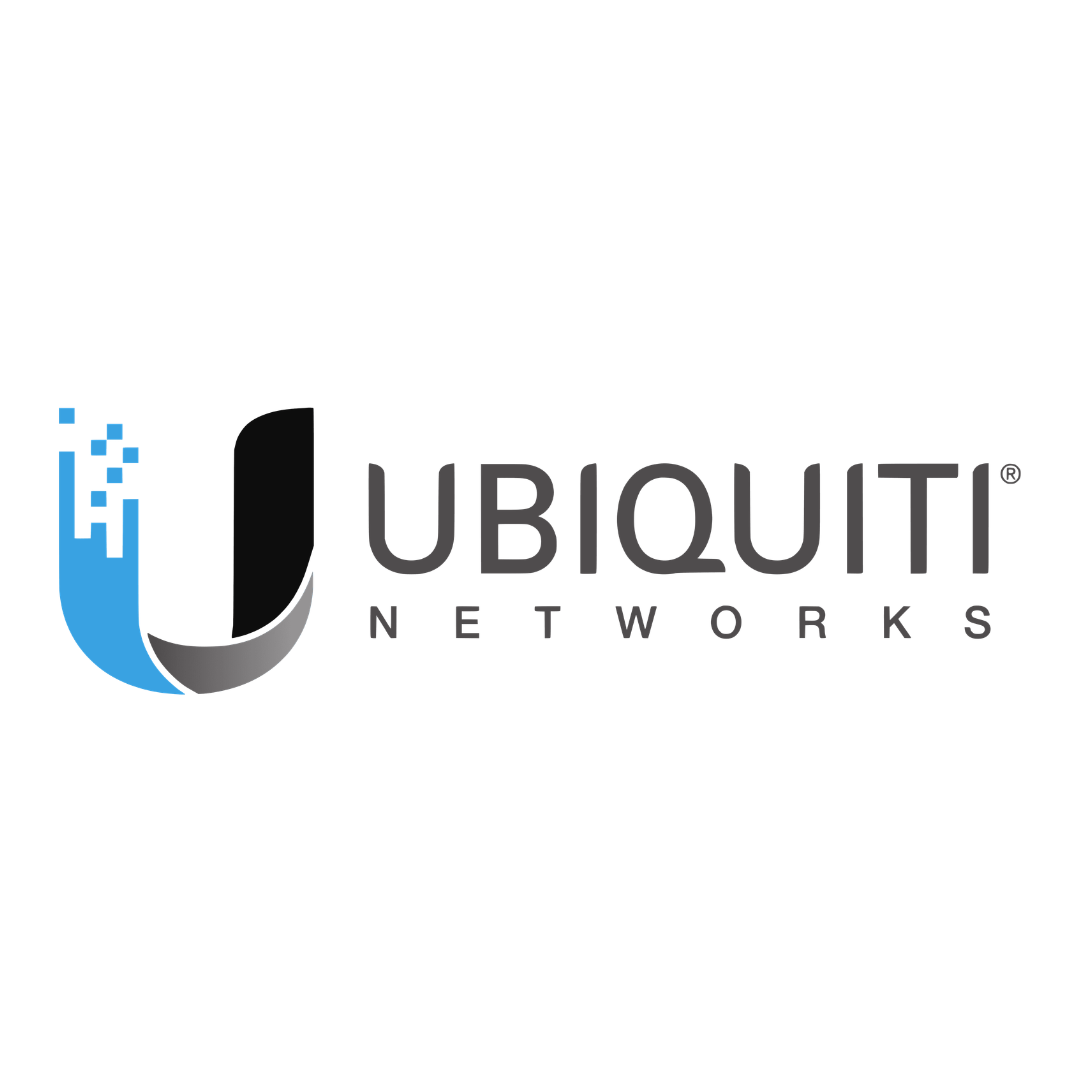 Ubiquiti Networks logo with stylized 'U' and digital pixel design in blue, black, and gray colors