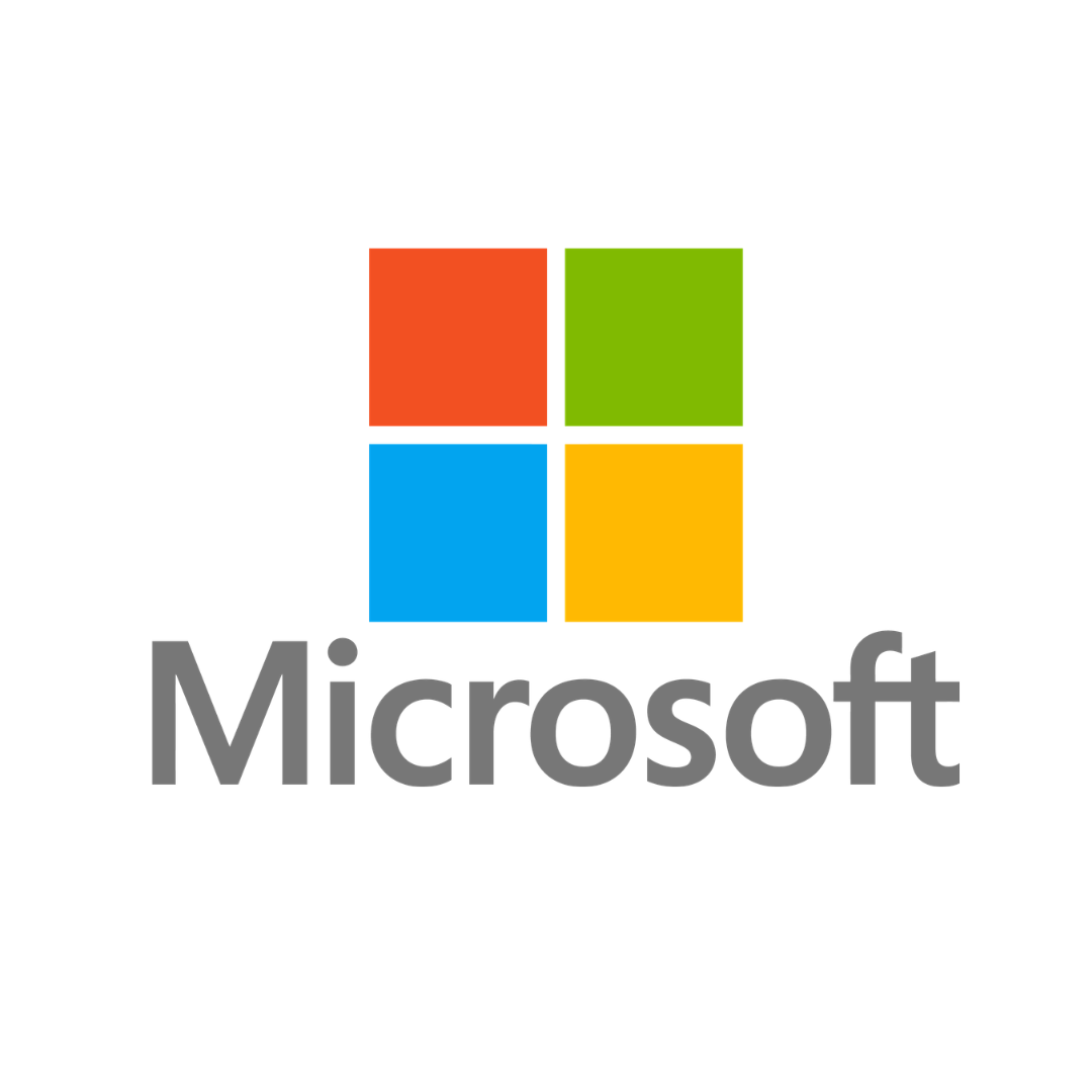 Microsoft logo consisting of four colorful squares in red, green, blue, and yellow above the word 'Microsoft' in gray.