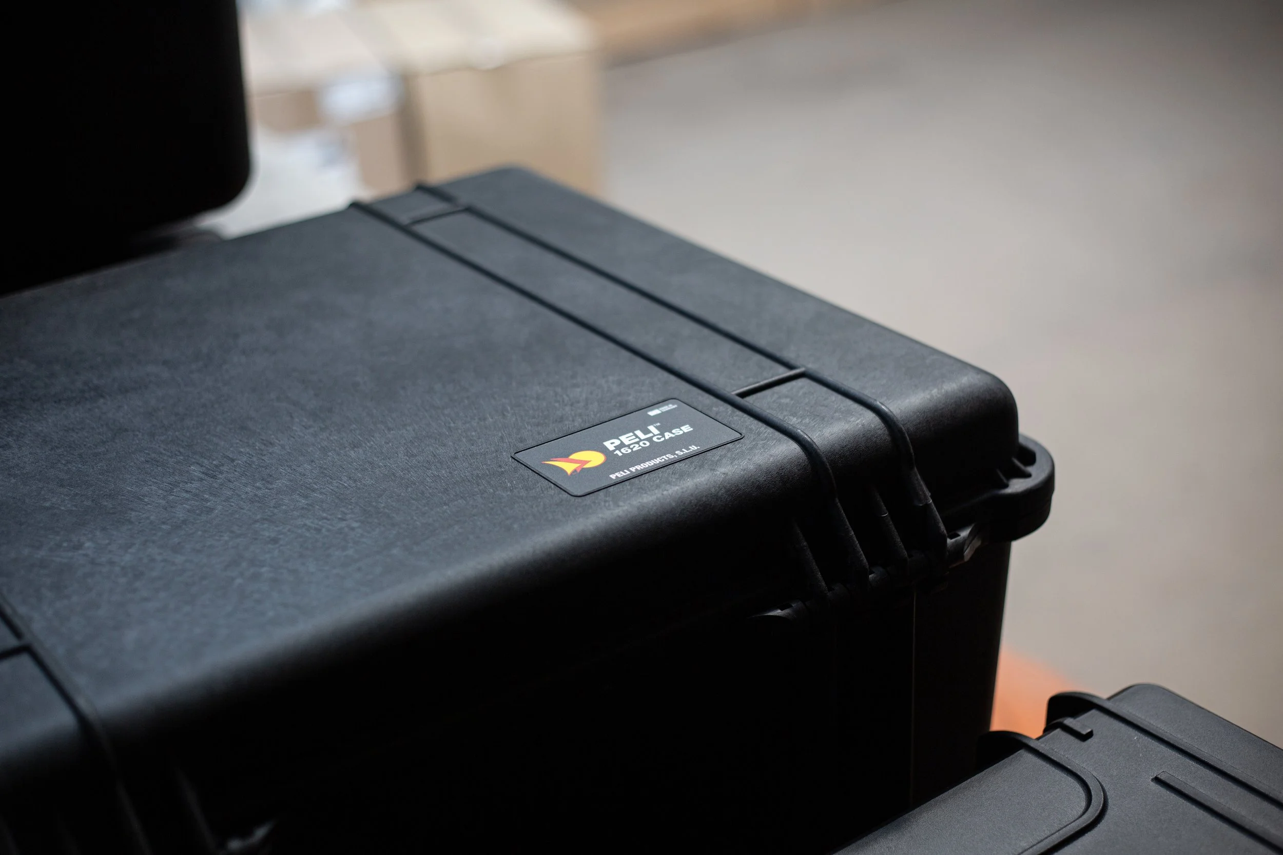 Peli protective case positioned inside the AIC warehouse.