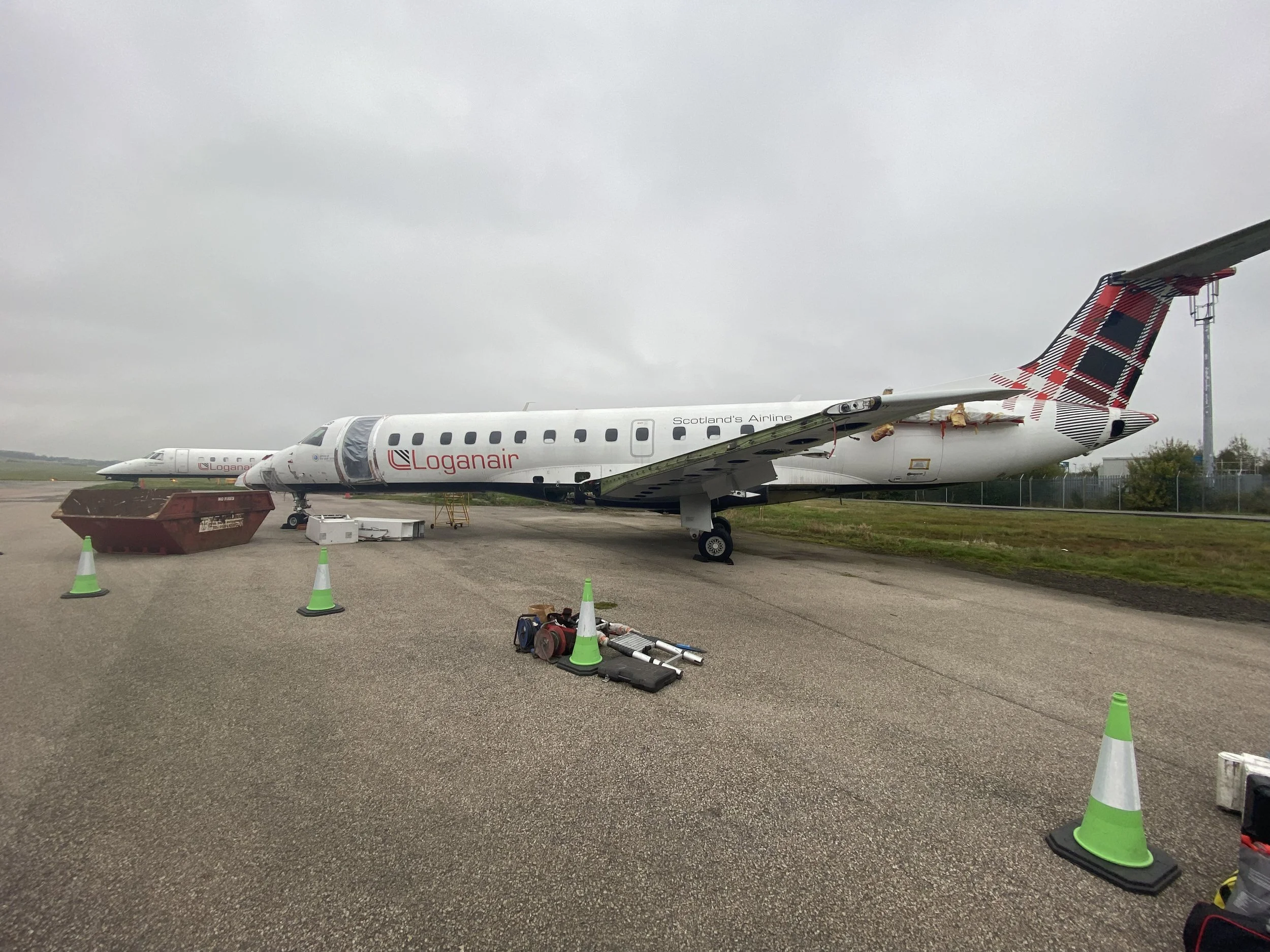 Angled exterior view of the aircraft during the CMD Group Scotland decommissioning project.