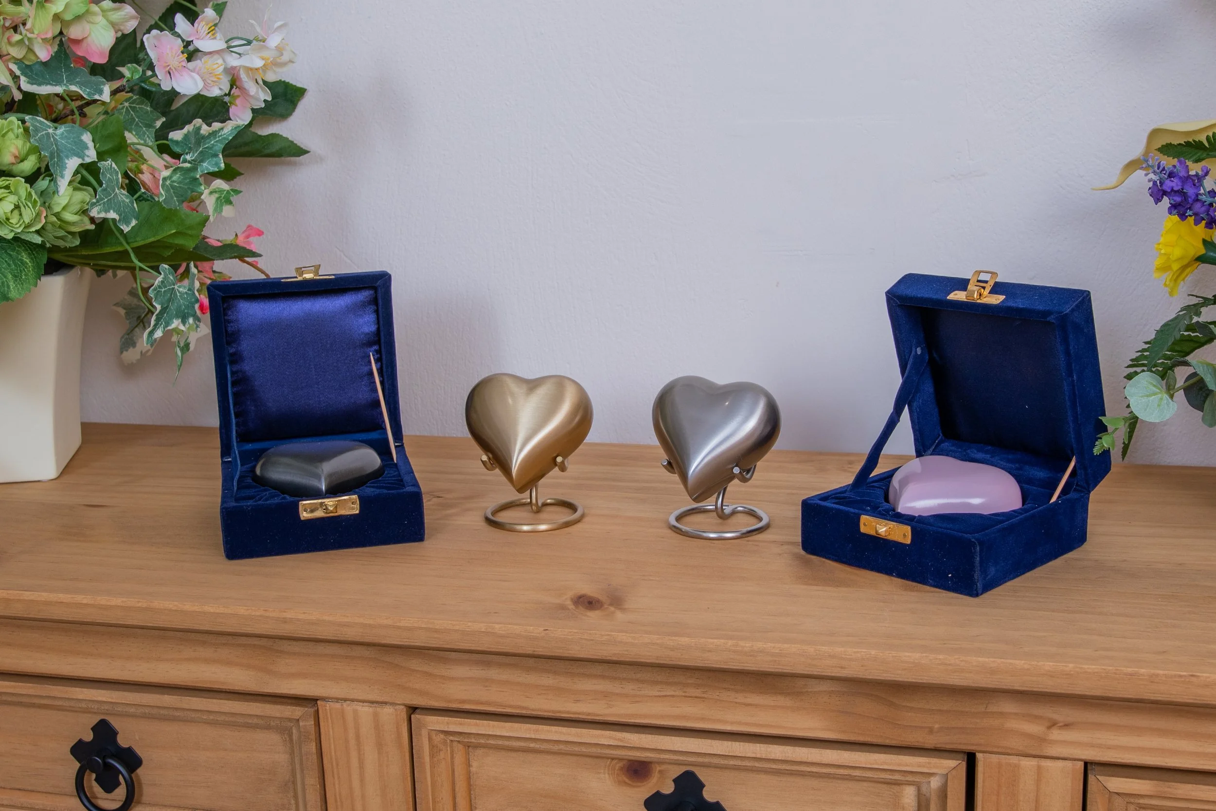 Brass ash heart keepsakes.