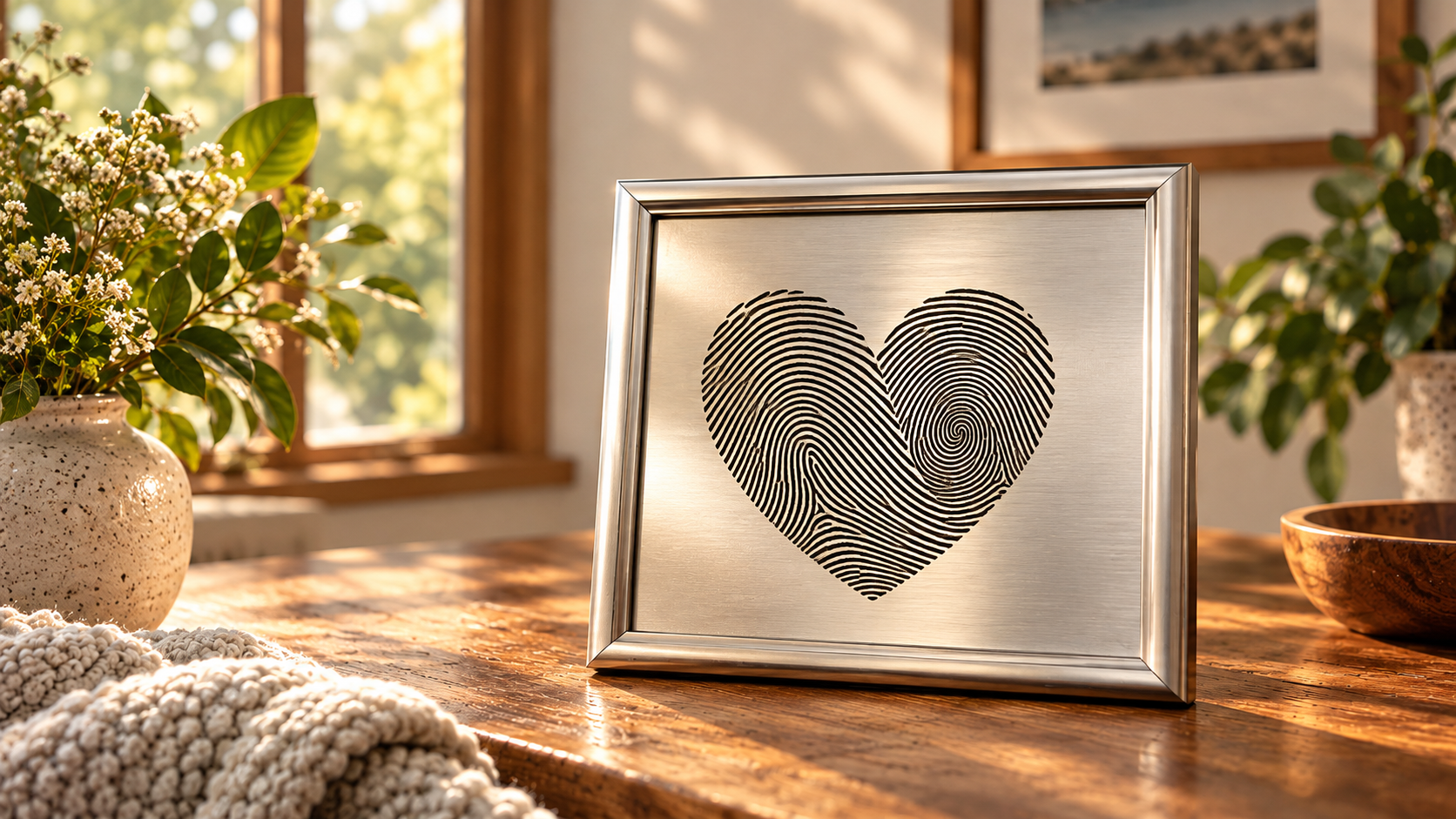 5×7 Fingerprint Memorial with Heart