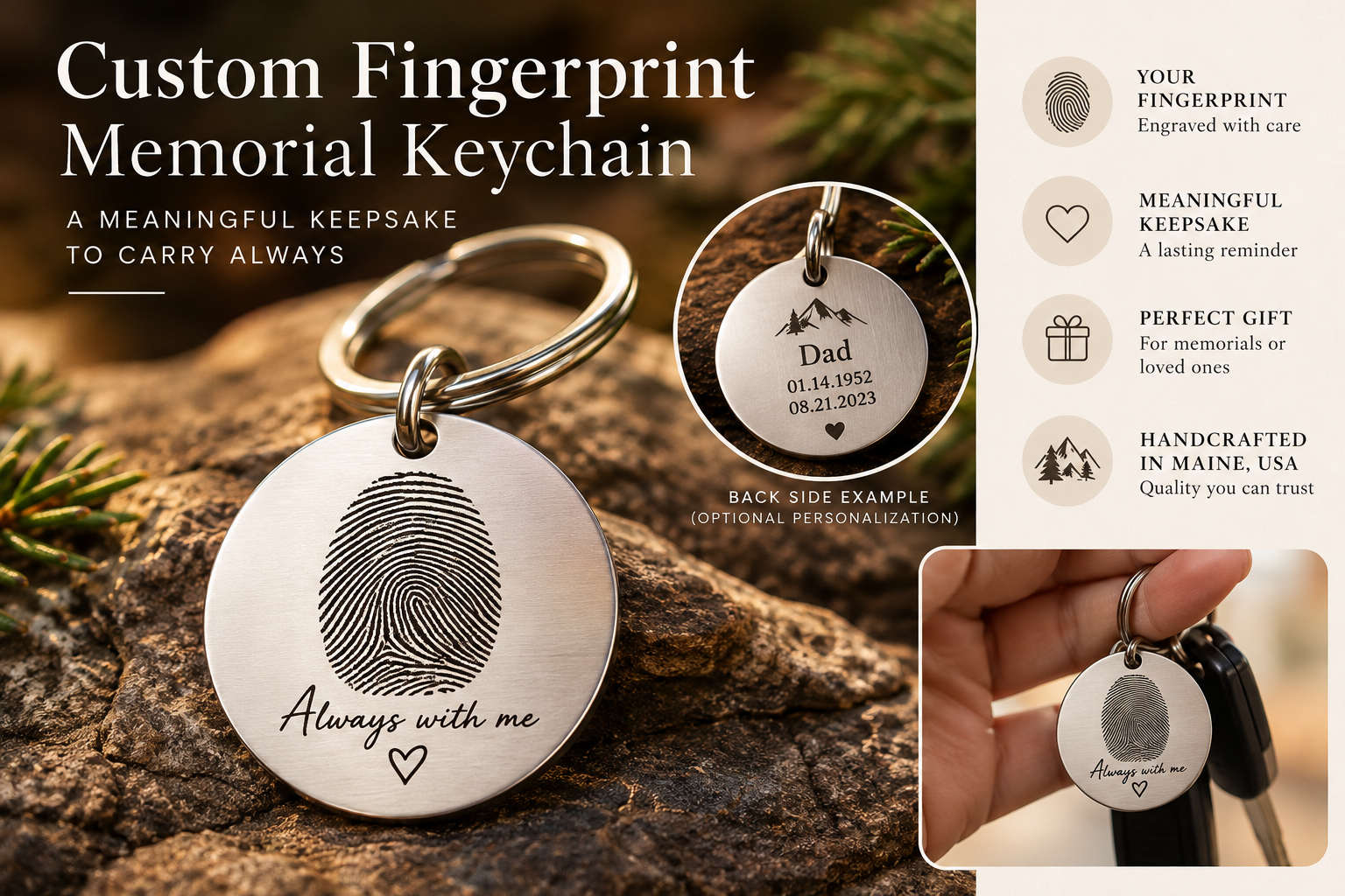 Custom Fingerprint Memorial Keychain