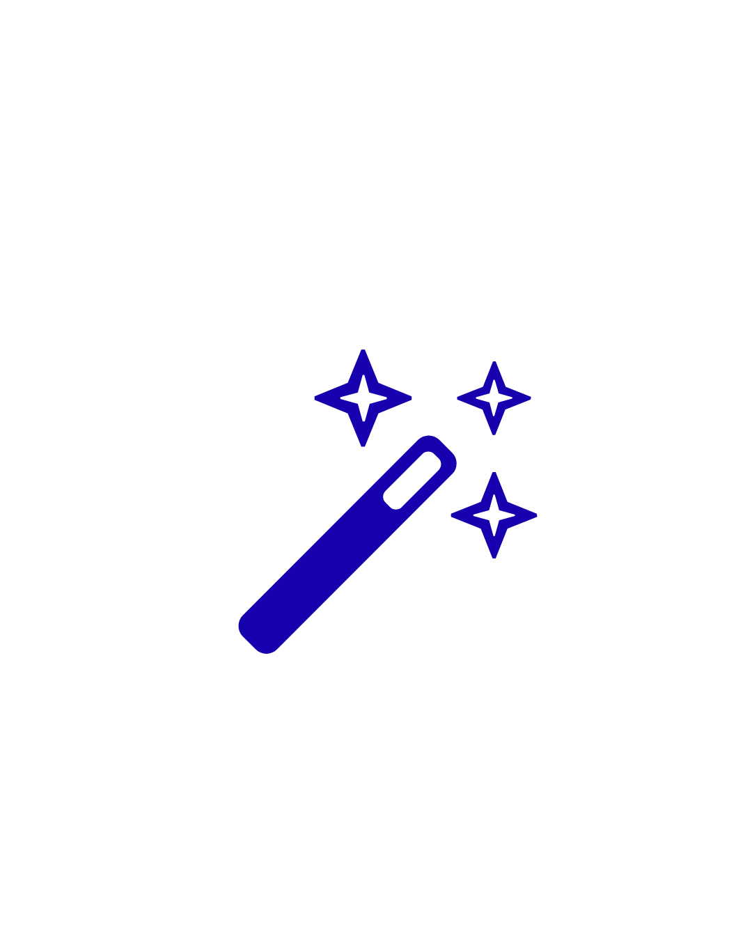 Magic wand with sparkling stars around it.