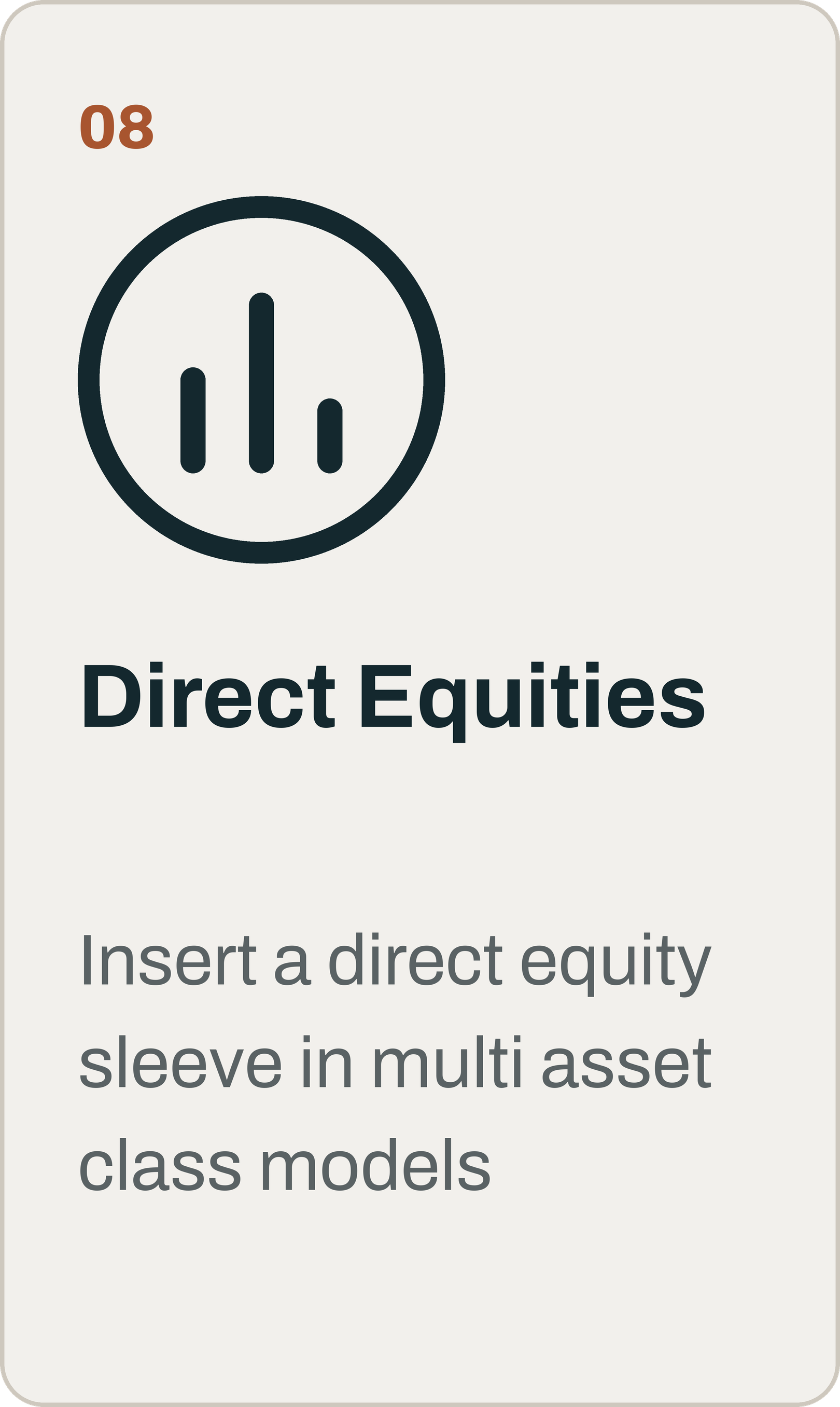 Placeholder for inserting a direct equity sleeve in multi-asset class models.