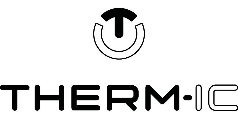 Logotyp för Therm-ic, svart och vitt