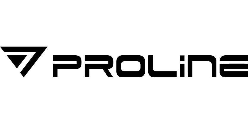 Logotyp för Proline med en stiliserad triangel framför företagsnamnet i svart.