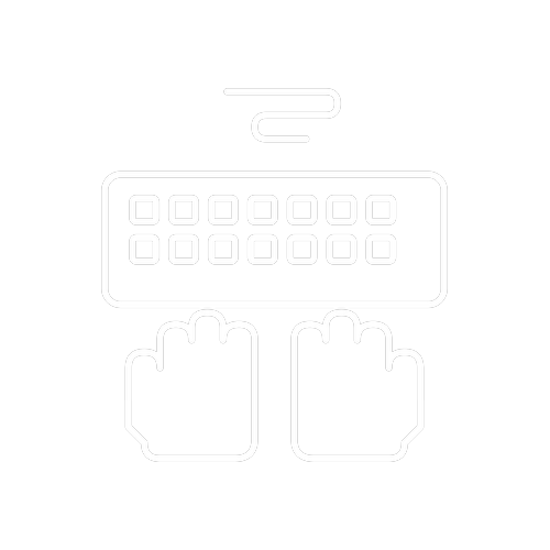 Hands typing on keyboard icon indicating persuasive, user intent-rich content