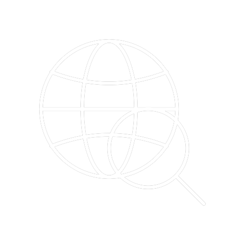 Global search icon indicating SEO for discovery