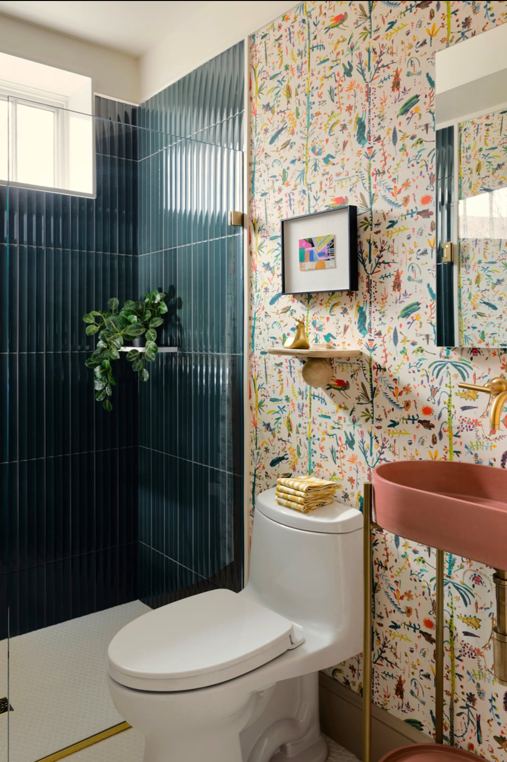 Bathroom with Forest wallpaper in Spring