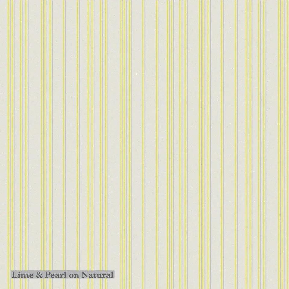 Agnes Vertical Lines | Lime & Pearl on Natural