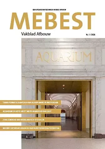 Cover of a magazine titled 'MEBEST' featuring an entrance hall with the word 'AQUARIUM' illuminated above it.