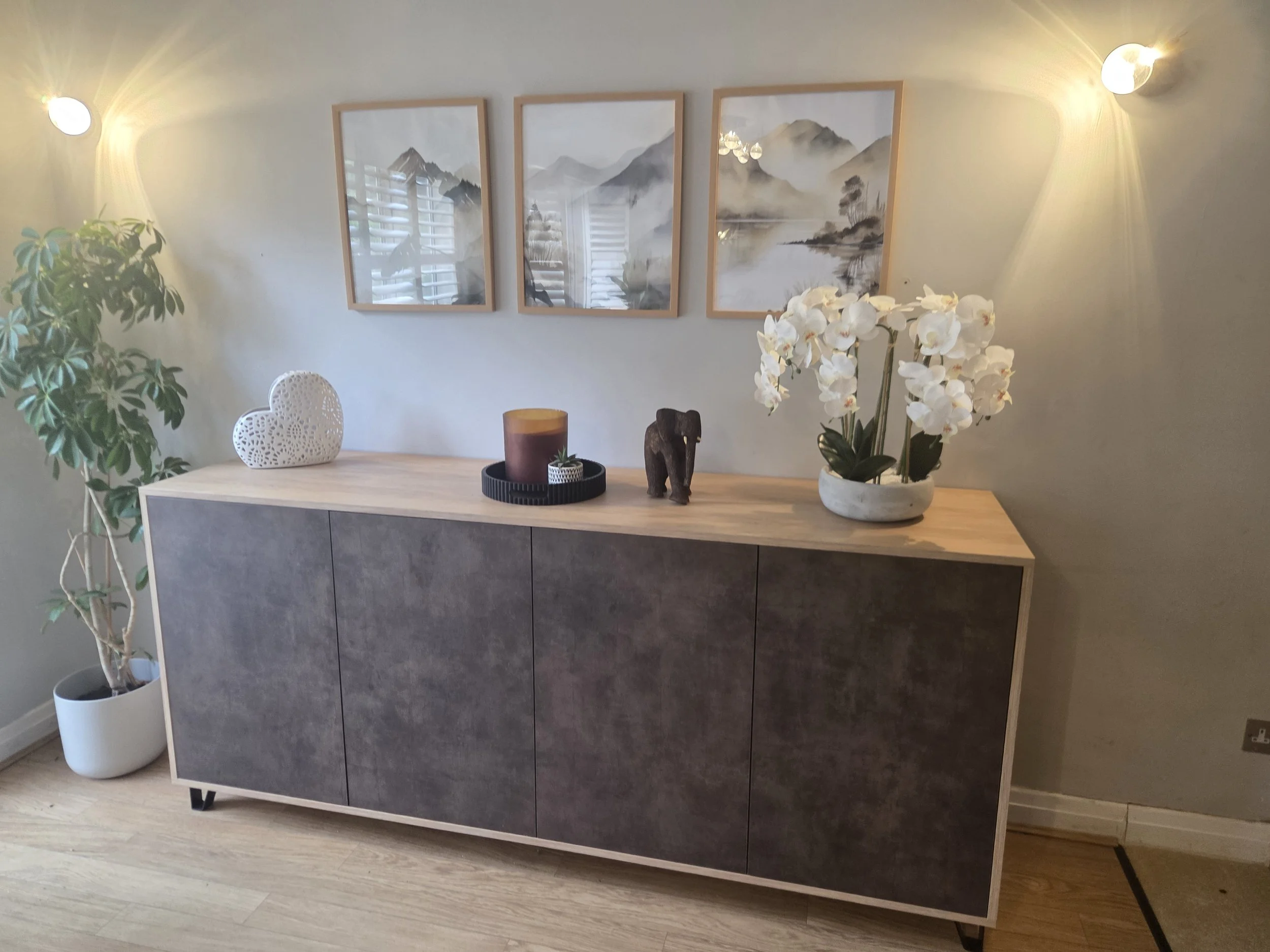 Sideboard, Natural Hickory & Maya Bronze, Industrial Legs Size (L:200cm H:90cm D:52cm)