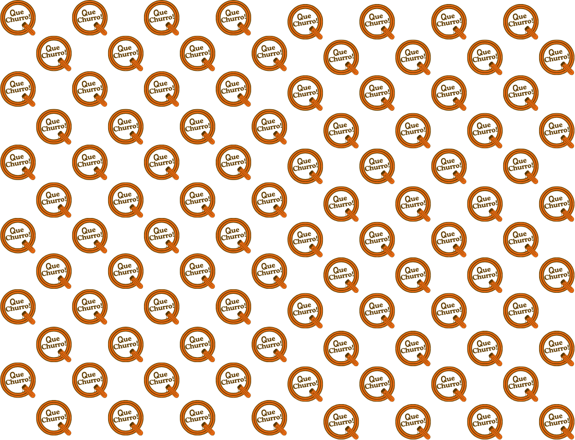 A repeating background pattern of the Que Churro logo.