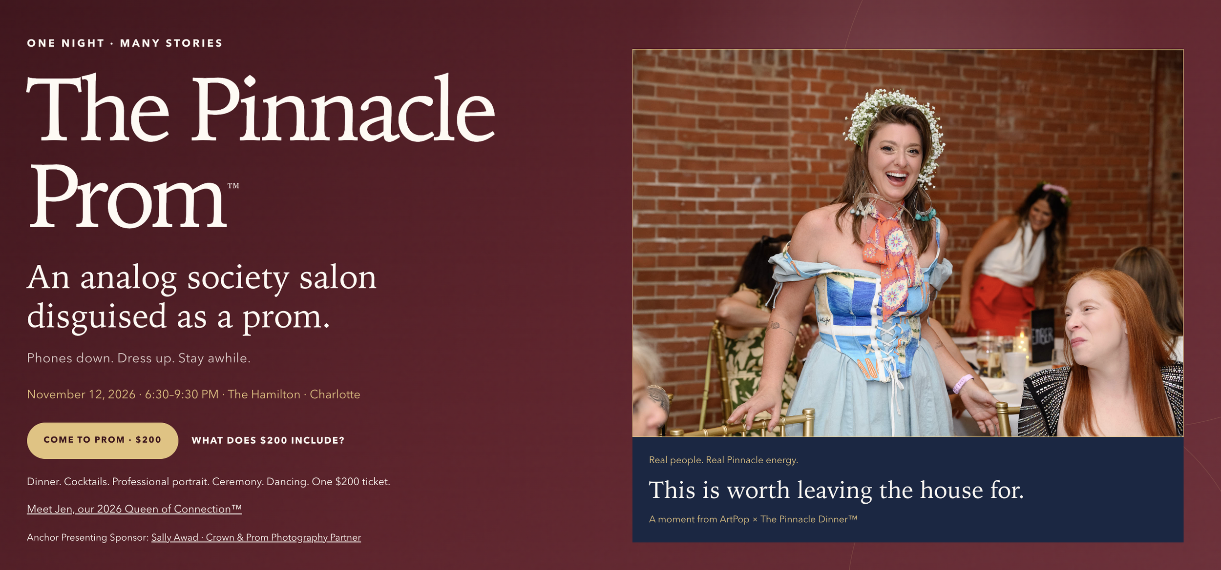Pinnacle Prom - Event Page Screenshot