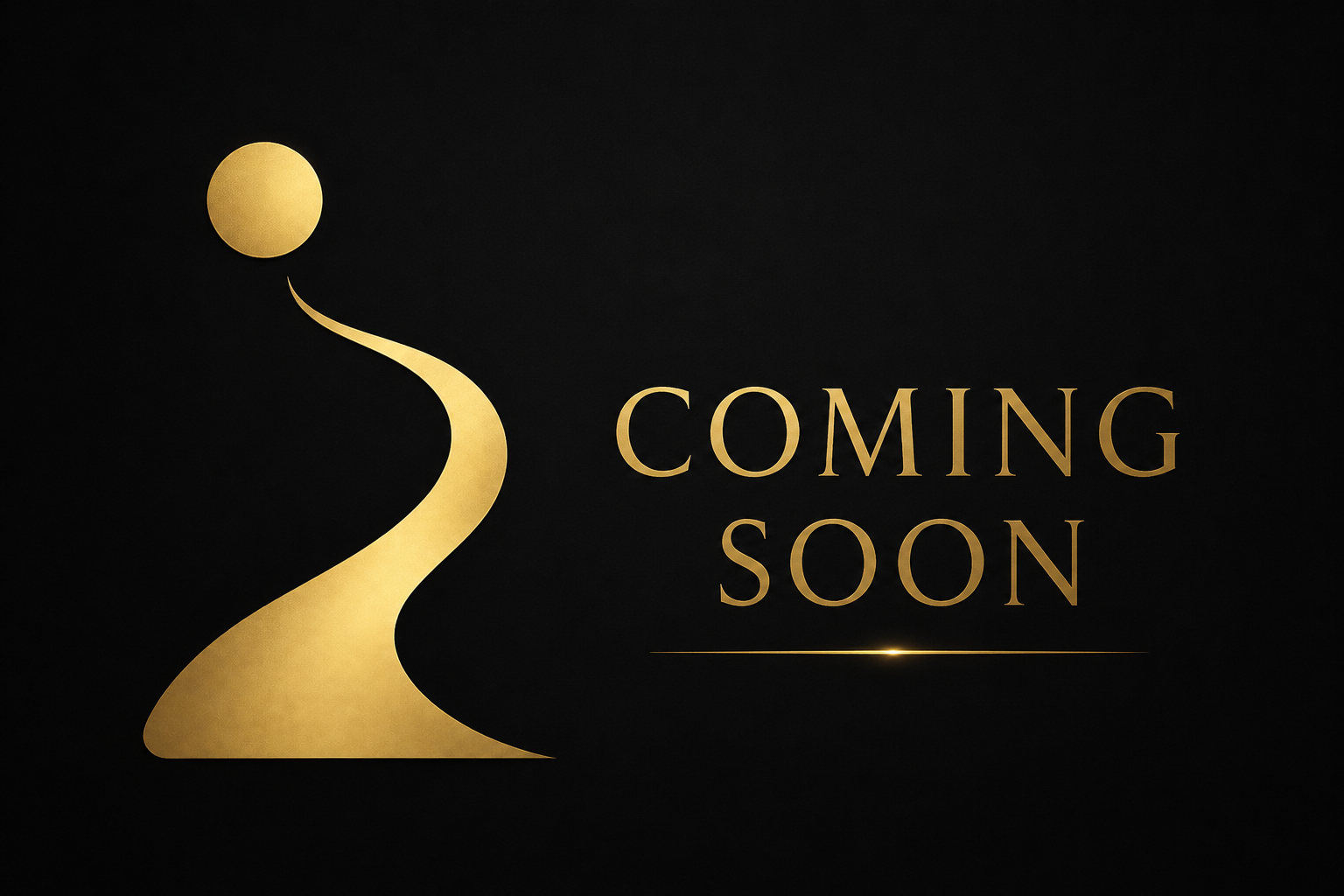 Bijschrift met een zwarte achtergrond en een gouden cirkel en lijn, met de tekst 'COMING SOON' in goud.