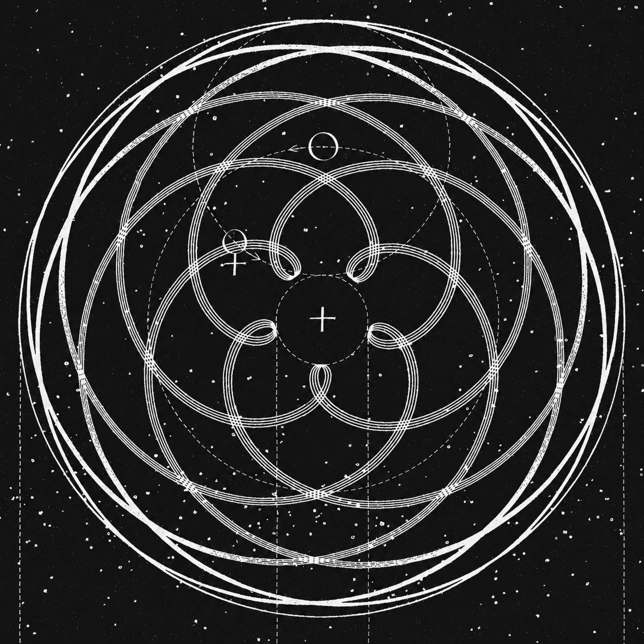Antique astronomical diagram of the Venus Rose, the path of Venus as seen from Earth over eight years