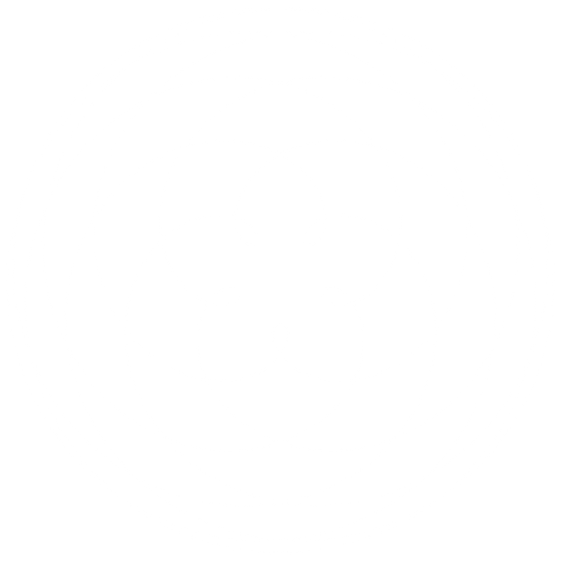 White geometric pattern of interlocking circles arranged in a symmetrical, circular design on a black background.