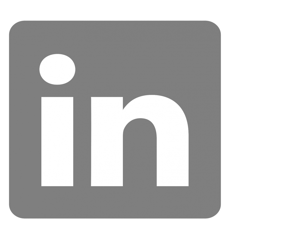 LinkedIn logo with white lowercase 'in' on a gray background.