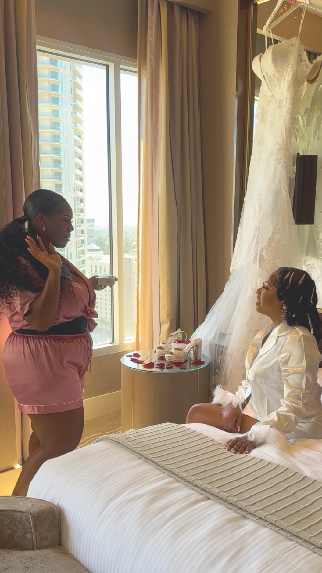 Wedding content creator capturing candid behind-the-scenes moments