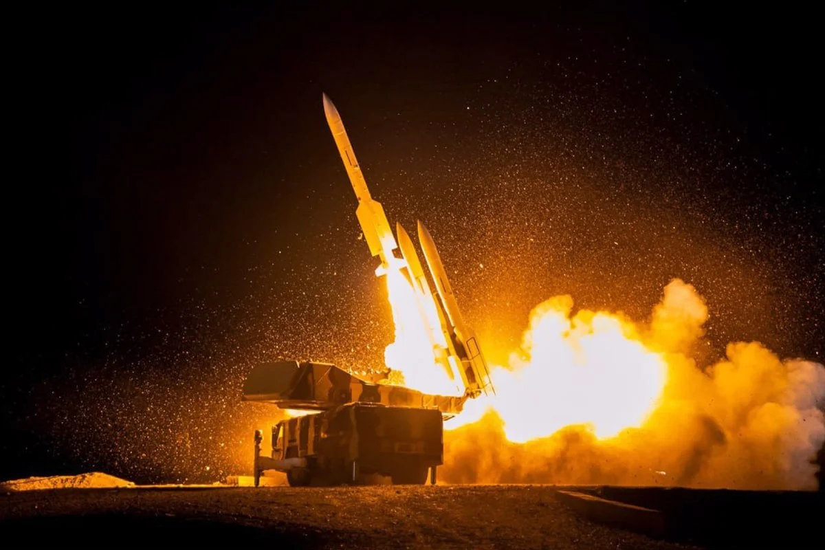 A nighttime Iranian missile launch