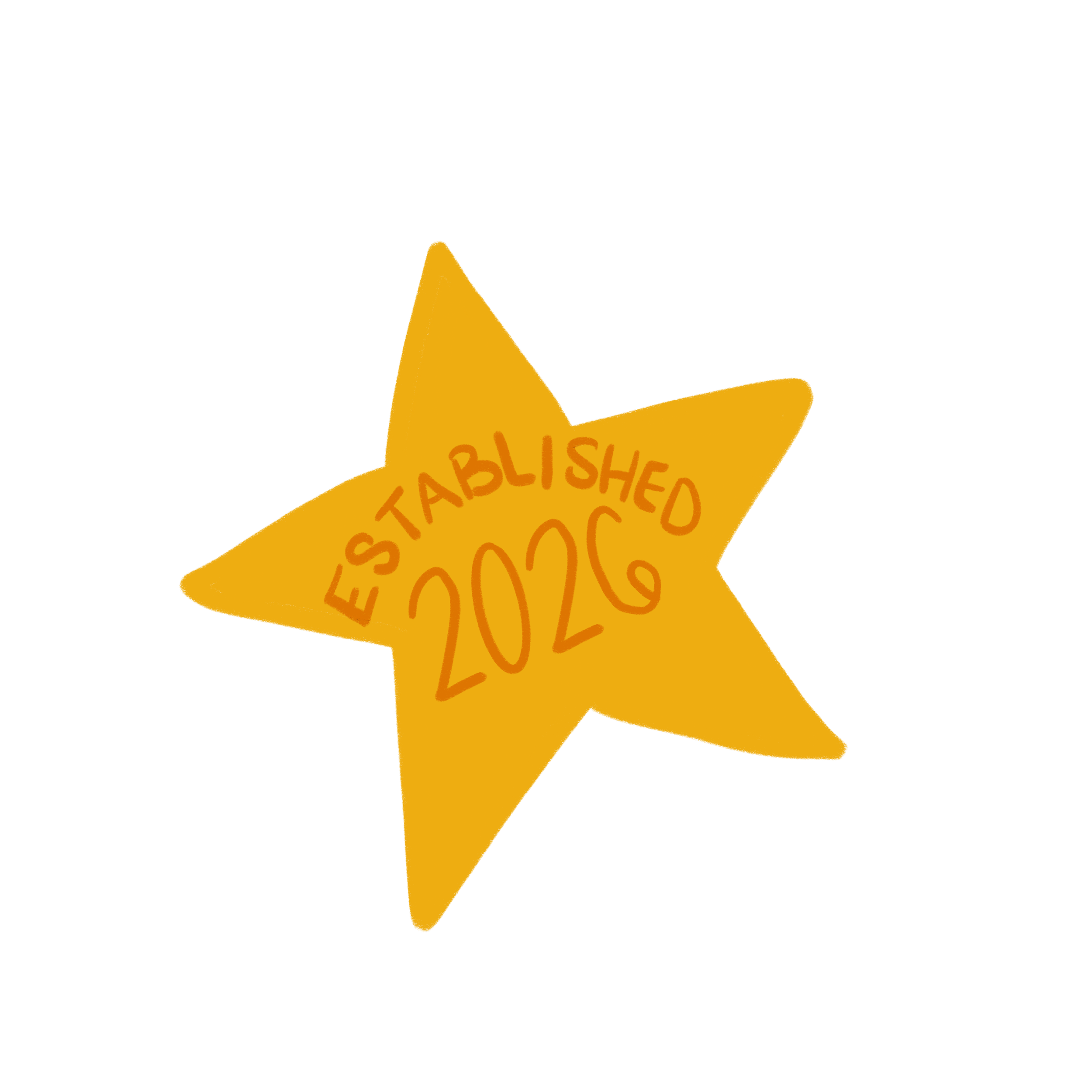 Yellow star-shaped sign with orange text that reads "TABLISHED" and partially visible on the edge, with a dark background.
