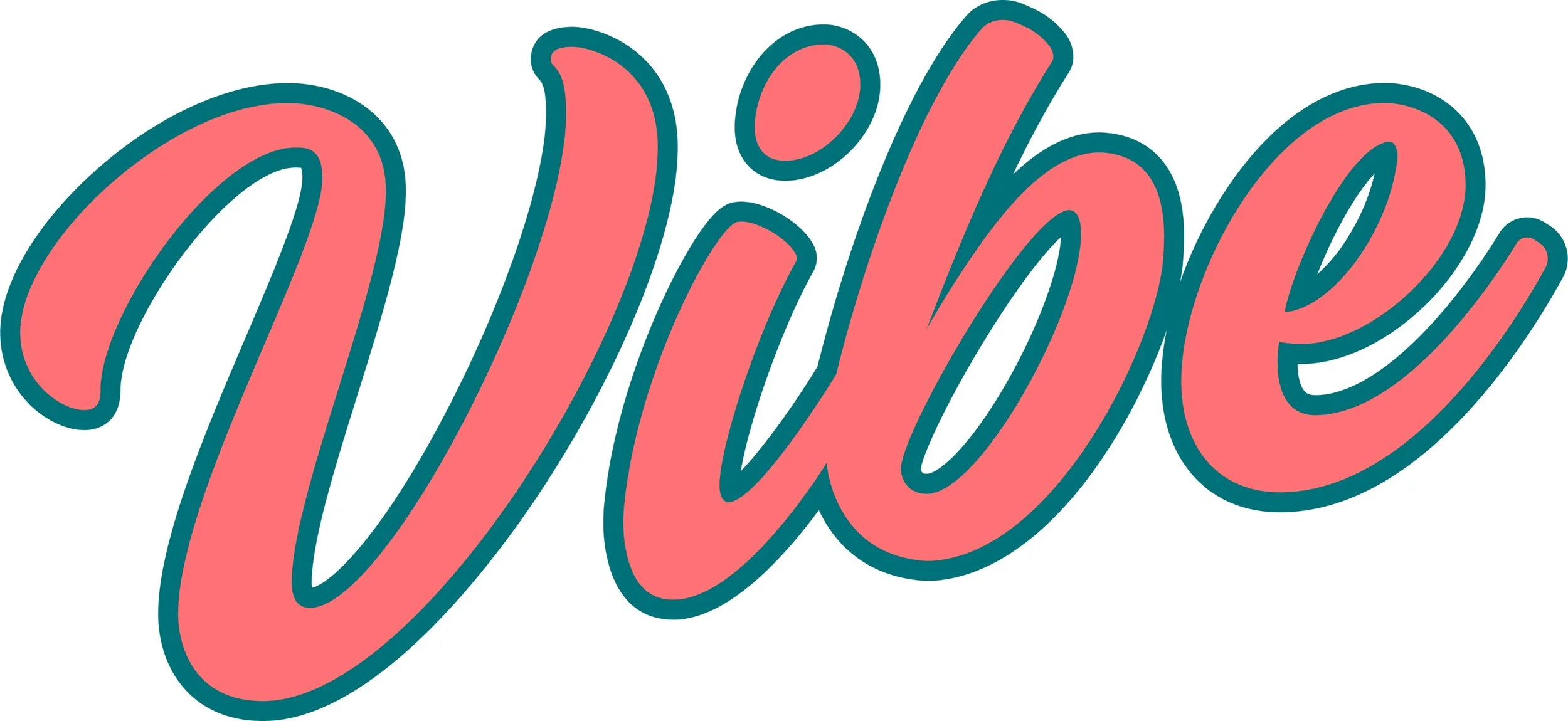 Boca Vibe logo featuring the word 'Vibe' in coral pink script with a teal outline