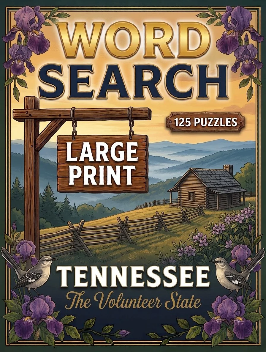 Large-print word searches featuring Tennessee