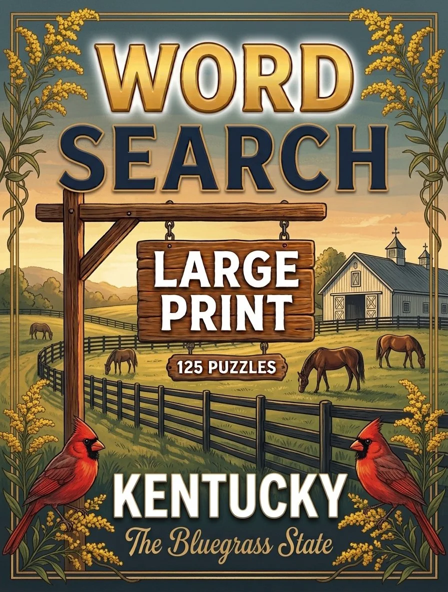 Large-print word searches featuring Kentucky