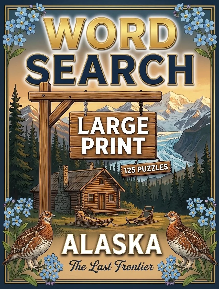 Large-print word searches featuring Alaska