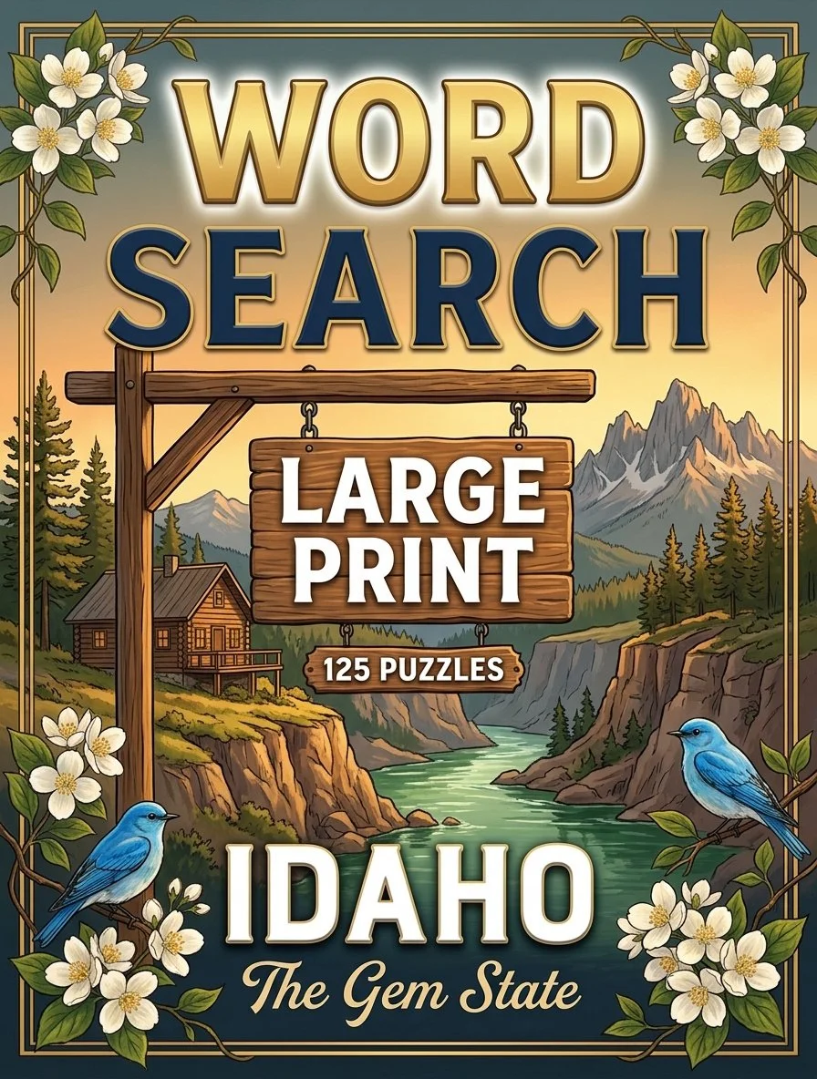Large-print word searches featuring Idaho