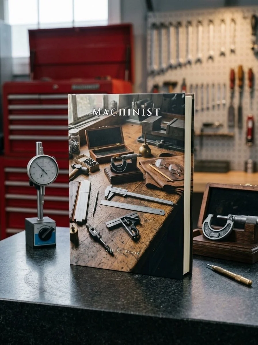 Machinist celebration of life guest book, 8.25 x 11 hardcover memorial sign-in book for a machinist, precision tradesman, or toolmaker's funeral or memorial service