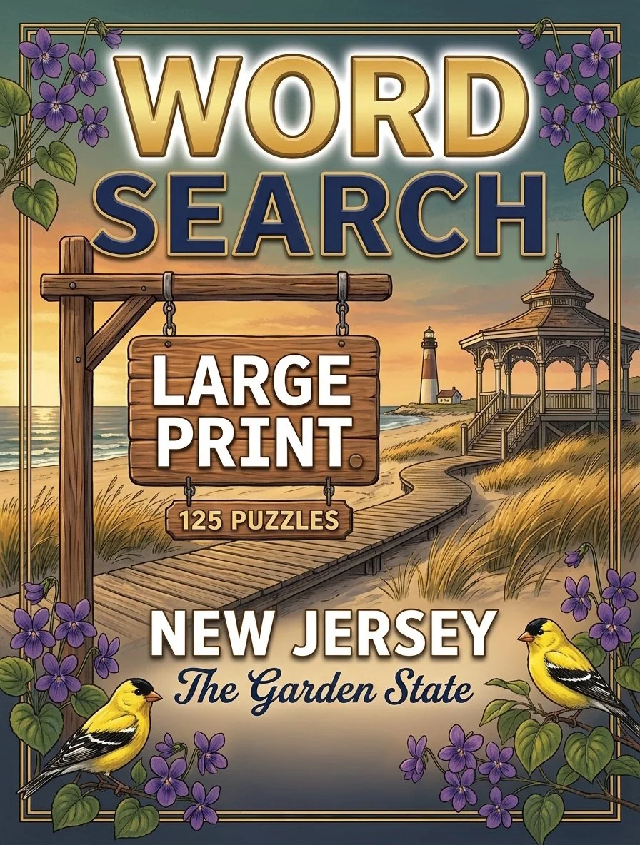 Large-print word searches featuring New Jersey