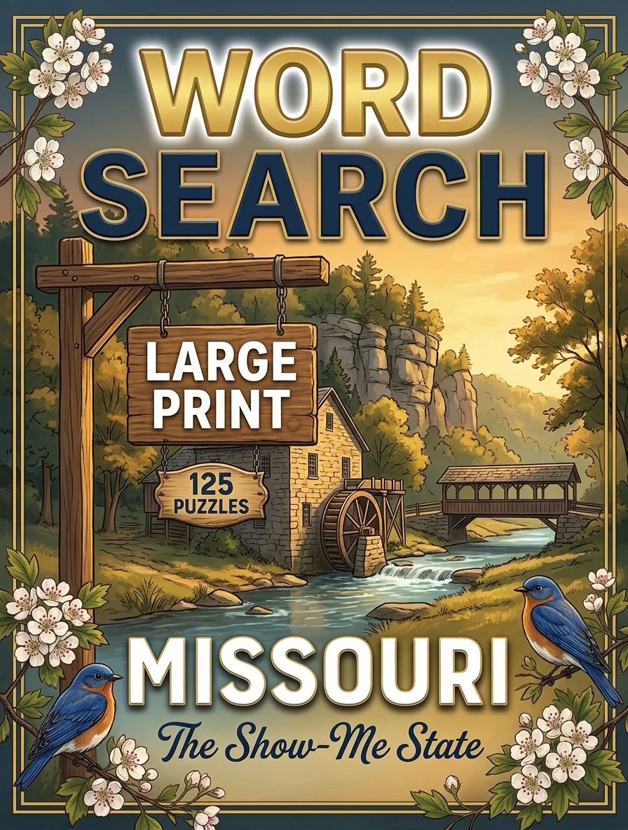 Large-print word searches featuring Missouri