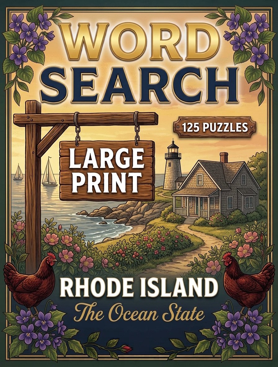 Large-print word searches featuring Rhode Island