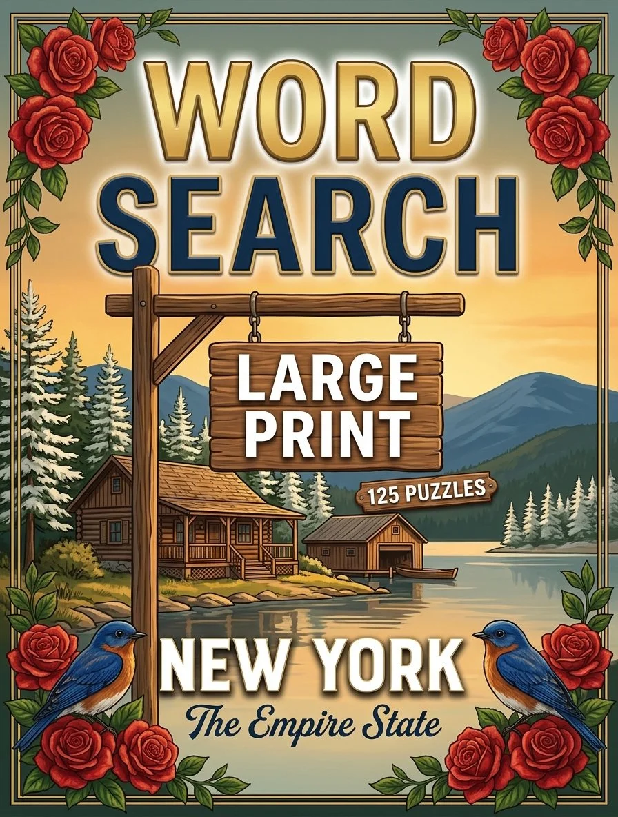Large-print word searches featuring New York