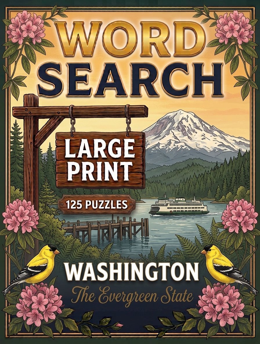 Large-print word searches featuring Washington