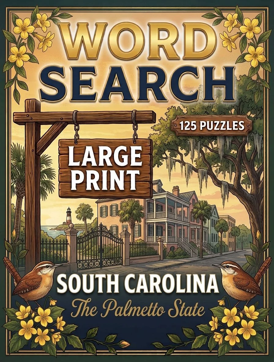 Large-print word searches featuring South Carolina