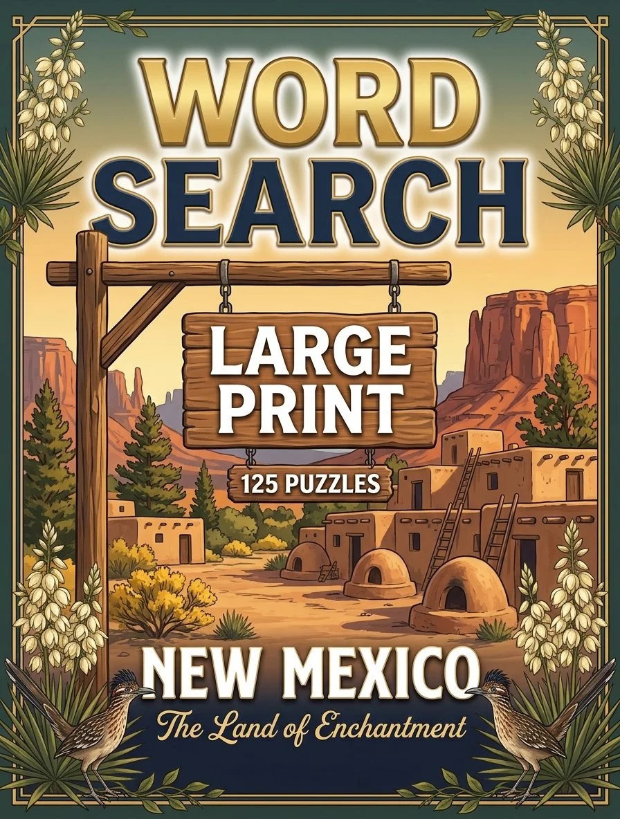 Large-print word searches featuring New Mexico
